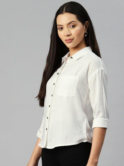 White Opaque Casual Shirt