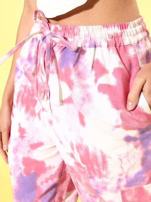 Women Pink and purple Tie & Dye 2.0 Trousers