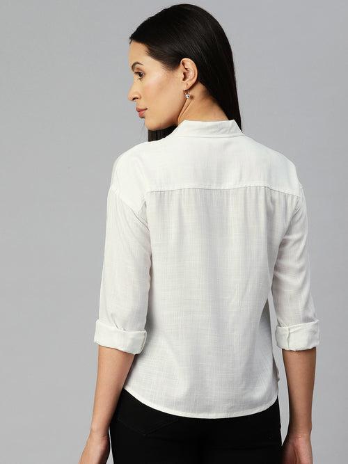 White Opaque Casual Shirt