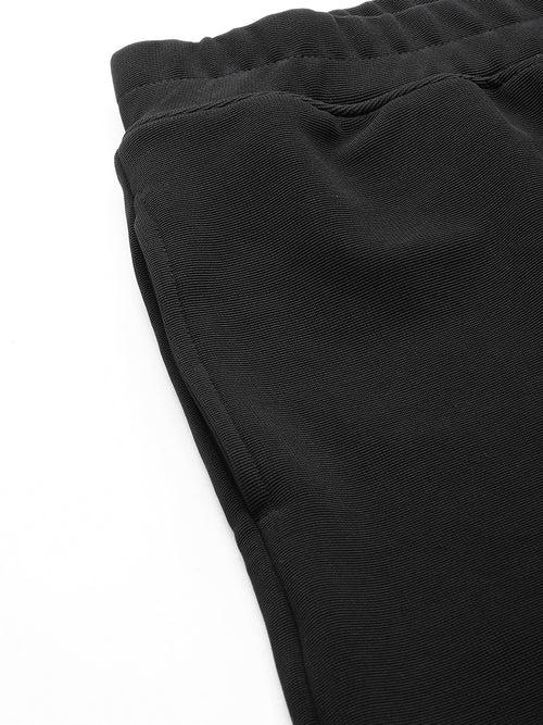 Black Solid Mid-Rise Regular Shorts