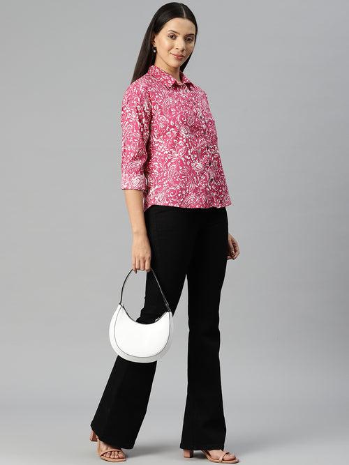 Fuchsia Ethnic Motifs Printed Casual Shirt