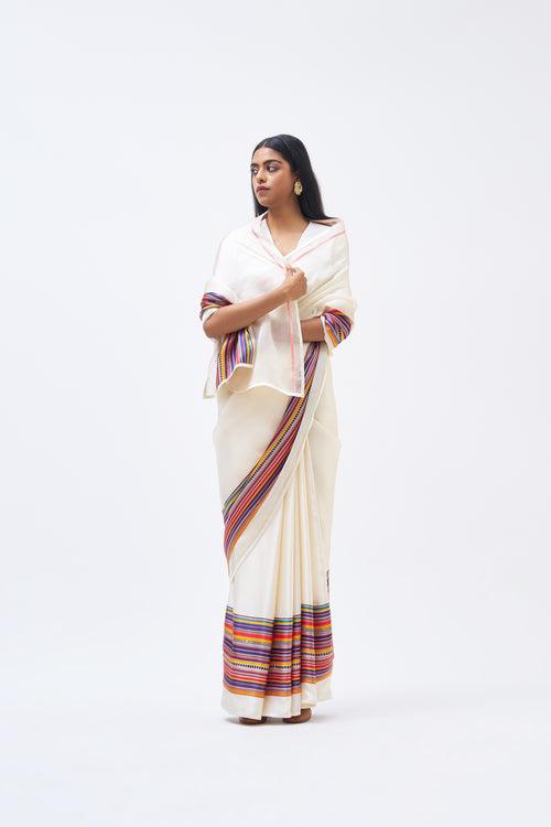 CHARLEY STRIPE TECHNICOLOUR BORDER SAREE