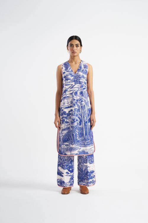 18002 SLEEVELESS/20103 RANTHAMBORE TANZANITE KURTA PANT SET