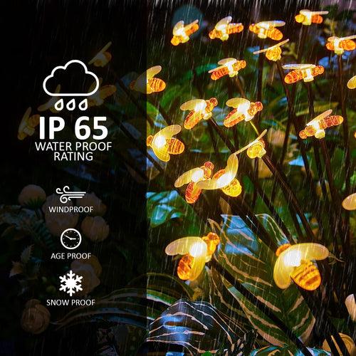 Hardoll Solar Lights Outdoor 6 LED Honey Bee Lamp for Home Garden Waterproof Decoration (Warm White-Pack of 1)