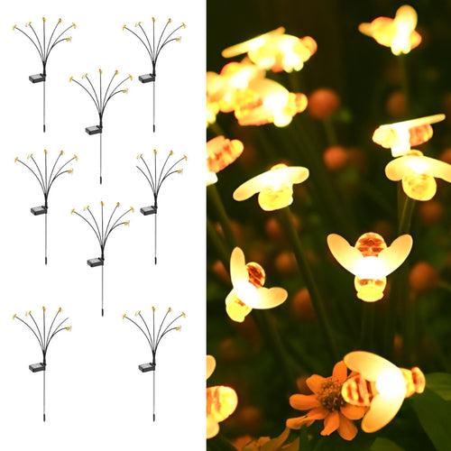 Hardoll Solar Lights Outdoor 6 LED Honey Bee Lamp for Home Garden Waterproof Decoration (Warm White-Pack of 1)