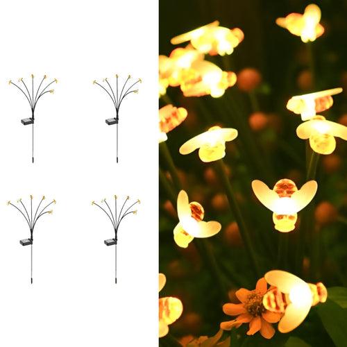 Hardoll Solar Lights Outdoor 6 LED Honey Bee Lamp for Home Garden Waterproof Decoration (Warm White-Pack of 1)