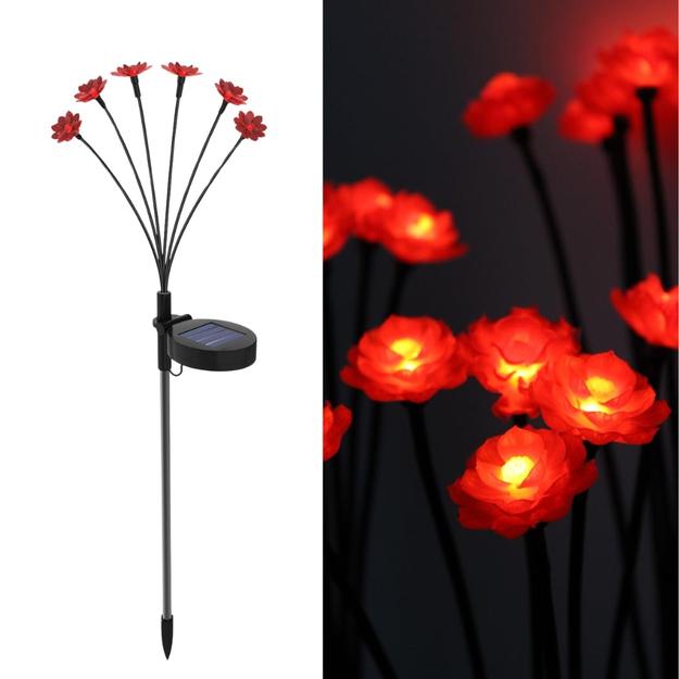 Hardoll Solar Flower Lights Outdoor 6 LED Flower Lamp for Home Outdoor Garden Waterproof Decoration(Warm White-Pack of 1) (Refurbished)