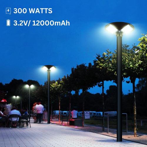 Hardoll 300W Solar UFO Light for Home Garden LED Lamp Waterproof Outdoor Lantern Lamp(Cool White)(Pole not included)