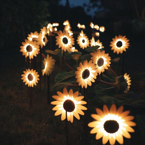 Hardoll Solar Lights Outdoor 20 LED Sunflower Lamp for Home Garden Waterproof Decoration (Warm White- Pack of 1)