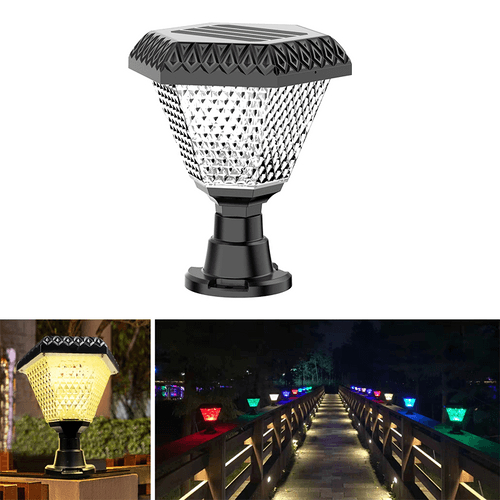 Hardoll Solar Lights for Home Outdoor Garden 33 LED Waterproof Pillar Wall Gate Post lamp (Hexagon shaped- Warm white RGB)