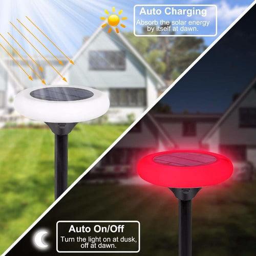 Hardoll Solar Decorative Lights for Home Garden Outdoor Color Changing Disk Shaped Waterproof LED Lamp (Refurbished)