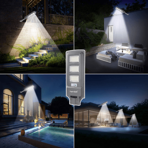 Hardoll 120W Solar Street Light LED Outdoor Waterproof Lamp for Home Garden (Cool White-Pack of 1)
