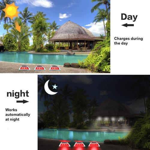 Hardoll Solar Road Stud Light for Home Garden Waterproof Outdoor Rechargeable 6 LED Lamp for Step Pathway Lights Security Driveway Lantern (Red Flashing) for Commercial Purpose-Pack of 1