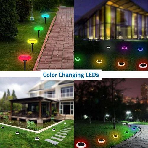 Hardoll Solar Decorative Lights for Home Garden Outdoor Color Changing Disk Shaped Waterproof LED Lamp (Refurbished)