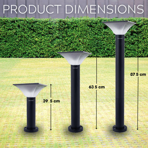 Hardoll 10W Solar Lights for Home Outdoor Garden 20 LED Waterproof Pillar Wall Gate Post Lamp with Pole(Square Shape-Pack of 1)