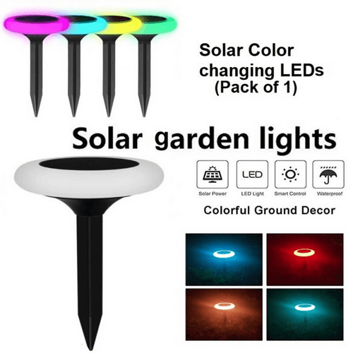 Hardoll Solar Decorative Lights for Home Garden Outdoor Color Changing Disk Shaped Waterproof LED Lamp (Refurbished)