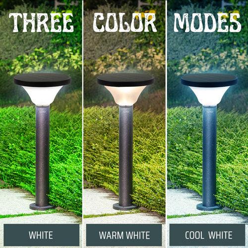 Hardoll 15W Solar Pillar Lights for Outdoor Home Garden Waterproof Wall Gate Post Lamp with Pole(Round Shape-Pack of 1)