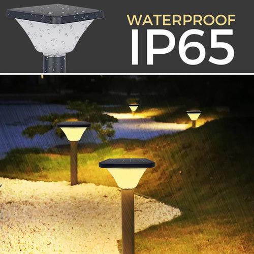 Hardoll 15W Solar Pillar Lights for Outdoor Home Garden Waterproof Wall Gate Post Lamp with Pole(Square Shape-Pack of 1)