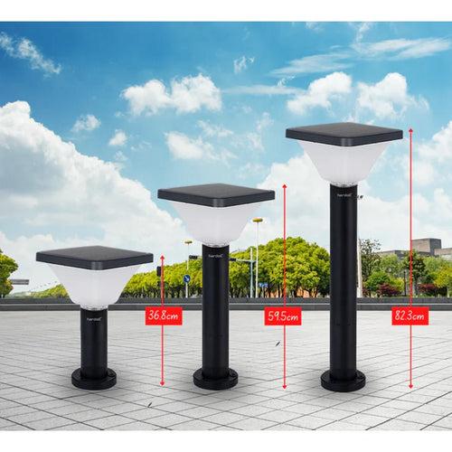 Hardoll 15W Solar Pillar Lights for Outdoor Home Garden Waterproof Wall Gate Post Lamp with Pole(Square Shape-Pack of 1)