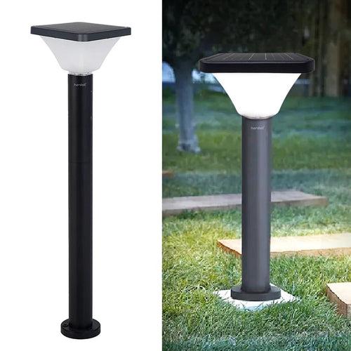 Hardoll 15W Solar Pillar Lights for Outdoor Home Garden Waterproof Wall Gate Post Lamp with Pole(Square Shape-Pack of 1)