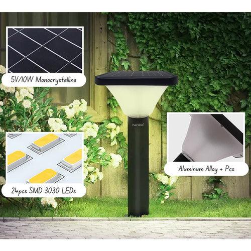 Hardoll 15W Solar Pillar Lights for Outdoor Home Garden Waterproof Wall Gate Post Lamp with Pole(Square Shape-Pack of 1)