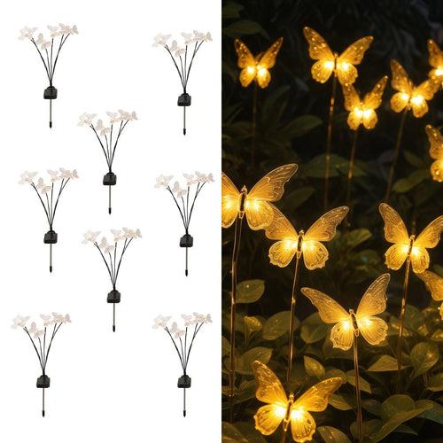Hardoll Solar Lights Outdoor 6 LED Butterfly Lamp for Home Garden Waterproof Decoration(Warm White-Pack of 1, Steady & Flashing Mode)