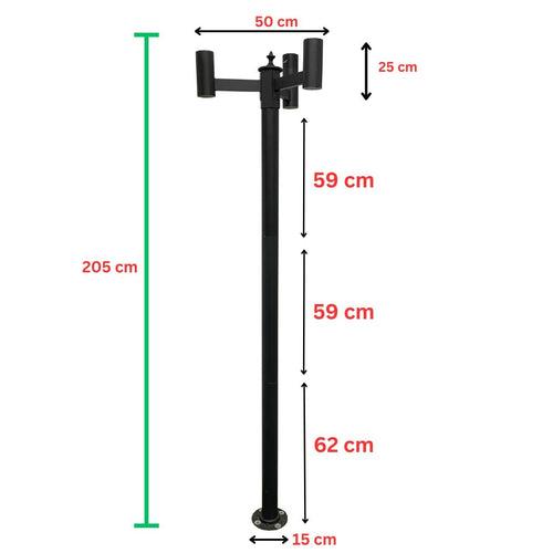 Hardoll Solar Pillar Gate Lamp Pole with 3 Arm - 6FT