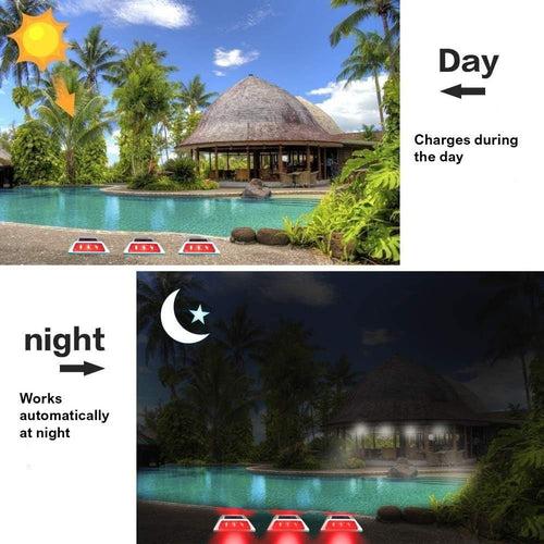 Hardoll Solar Road Stud Light for Home Garden Waterproof Outdoor Rechargeable 6 LED Lamp for Step Pathway Lights Security Driveway Lantern (Red Flashing) for Commercial Purpose-Pack of 1 (Refurbished)