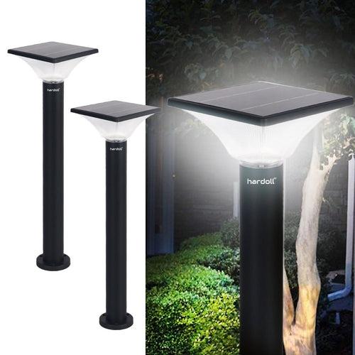 Hardoll 10W Solar Lights for Home Outdoor Garden 40 LED Waterproof Pillar Wall Gate Post Lamp with Pole Upgraded Model(Square Shape-Pack of 1)
