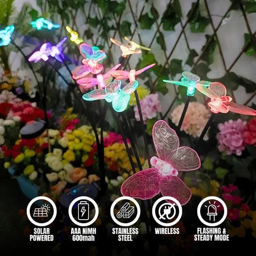 Hardoll Solar Lights Outdoor 6 LED Butterfly Lamp for Home Garden Waterproof Decoration(Multicolor- Pack of 1)(Refurbished)