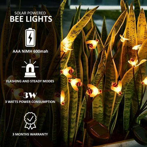 Hardoll Solar Lights Outdoor 6 LED Honey Bee Lamp for Home Garden Waterproof Decoration (Warm White-Pack of 1)(Refurbished)
