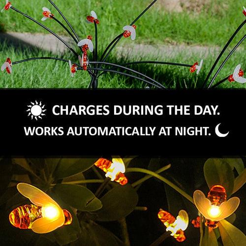 Hardoll Solar Lights Outdoor 6 LED Honey Bee Lamp for Home Garden Waterproof Decoration (Warm White-Pack of 1)(Refurbished)