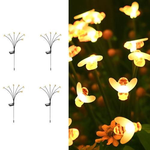 Hardoll Solar Lights Outdoor 6 LED Honey Bee Lamp for Home Garden Waterproof Decoration (Warm White-Pack of 1)(Refurbished)