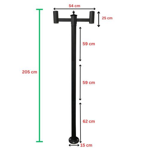 Hardoll Solar Pillar Gate Lamp Pole (Black)