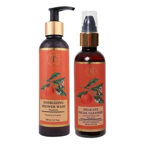 Fragrance & Beyond Aromatherapy Activated Charcoal & Mandarin Facial Cleanser And Shower Wash Combo | 300ml