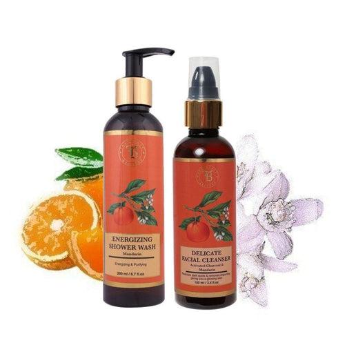 Fragrance & Beyond Aromatherapy Activated Charcoal & Mandarin Facial Cleanser And Shower Wash Combo | 300ml