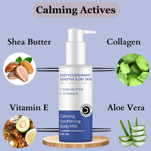 Dermistry Calming Soothening Body Milk Lotion | Shea Butter & Vitamin E | 200ml