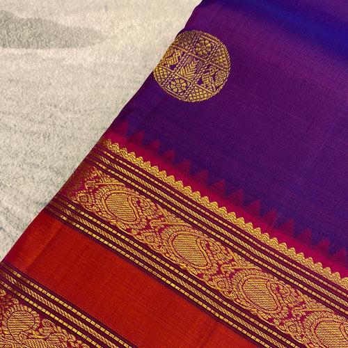 Purple Kanchi Silk saree with Orange border