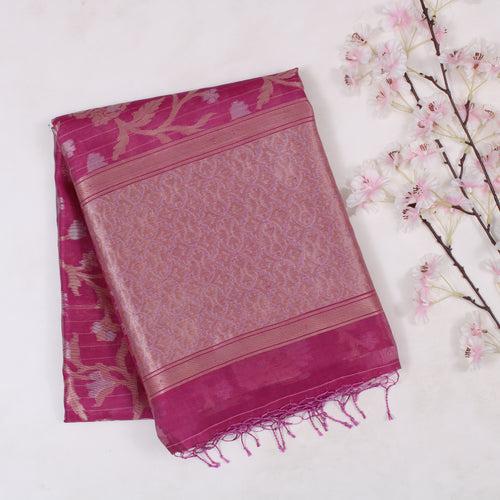 Pink Banarasi Kora Saree