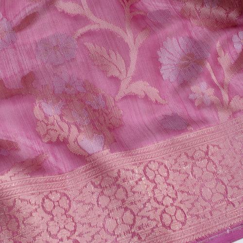 Pink Banarasi Kora Saree