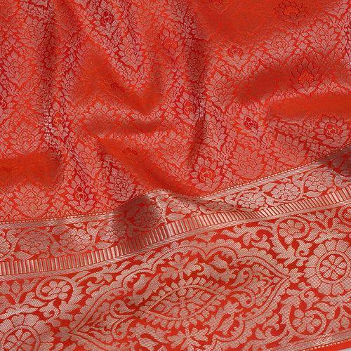 Orange Soft Silk Brocade Saree