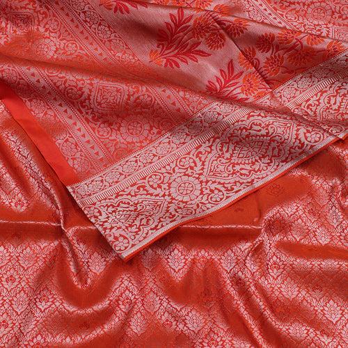 Orange Soft Silk Brocade Saree