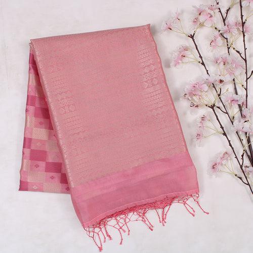 Salmon Pink Banarasi Kora Saree