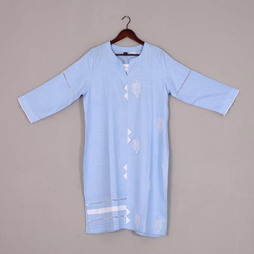 Light Blue Cotton Kurti Set