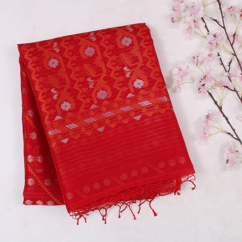 Red Banarasi Kora Saree