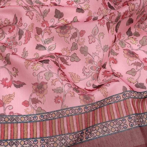 Light Pink Printed Linen Saree