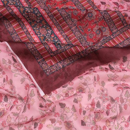 Light Pink Printed Linen Saree