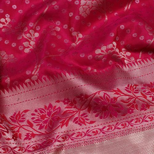 Deep Pink Soft Silk Brocade Saree