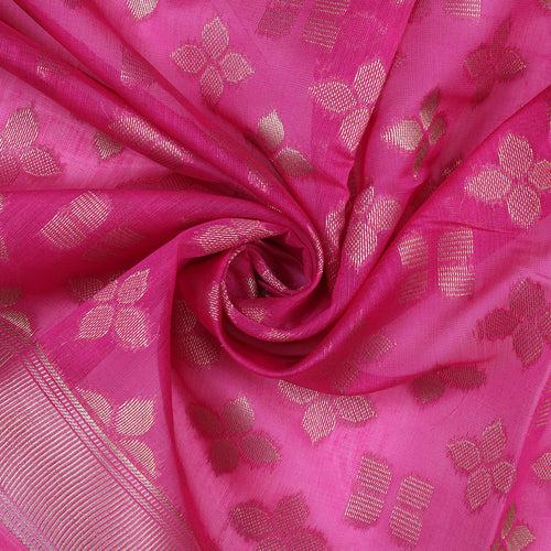 Hot Pink Silk Cotton Saree