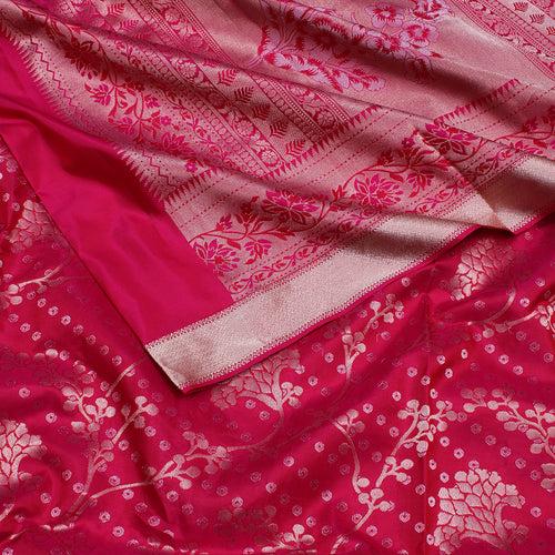 Deep Pink Soft Silk Brocade Saree